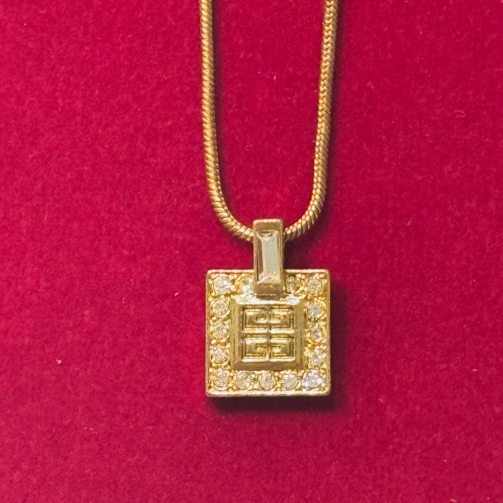 Givenchy Gold and Silver Square Pendant Necklace - Picture 11 of 14